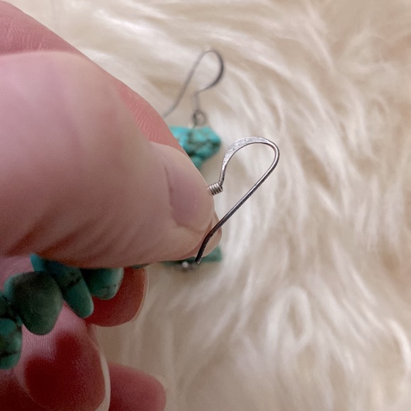 🆕Sterling Silver And Chunky Genuine Turquoise Nugget Earrings - Picture 2 of 4